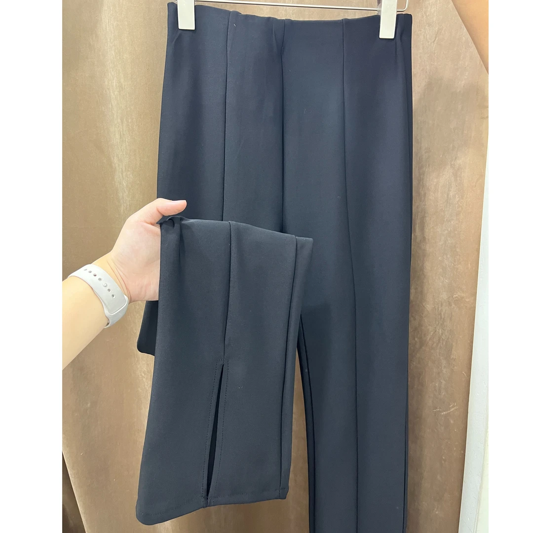 黑色西装开叉裤