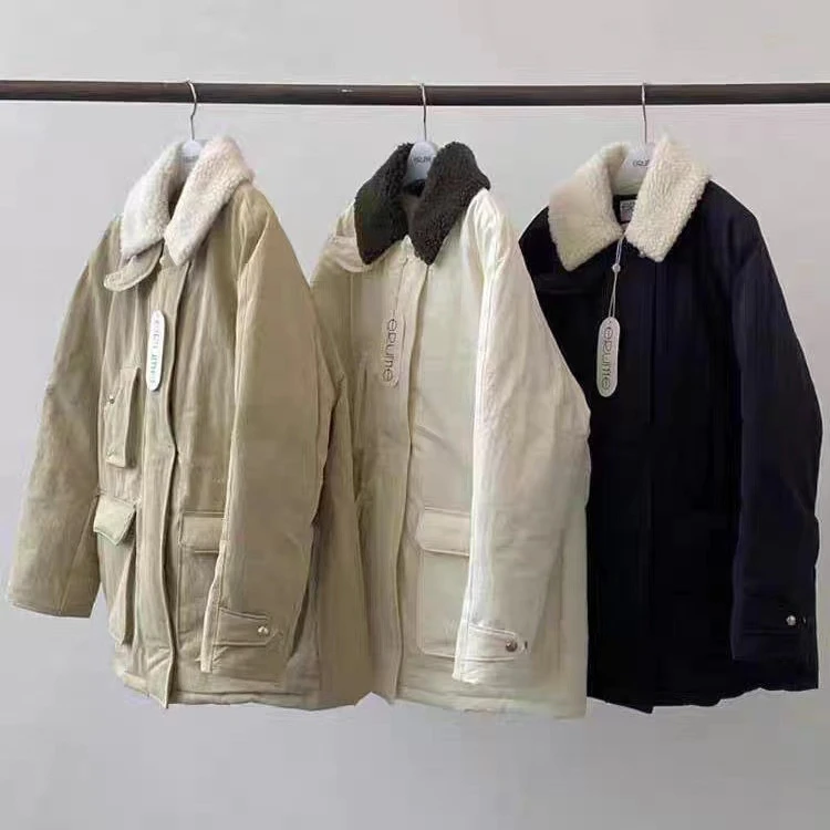 ERUME羊羔大毛领鹅绒羽绒服女保暖厚外套工装冬季2024韩国东大门