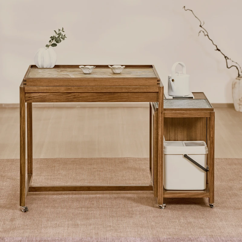 【黑胡桃】桃木雅集清风茶桌新中式简约现代休闲禅意方形茶台