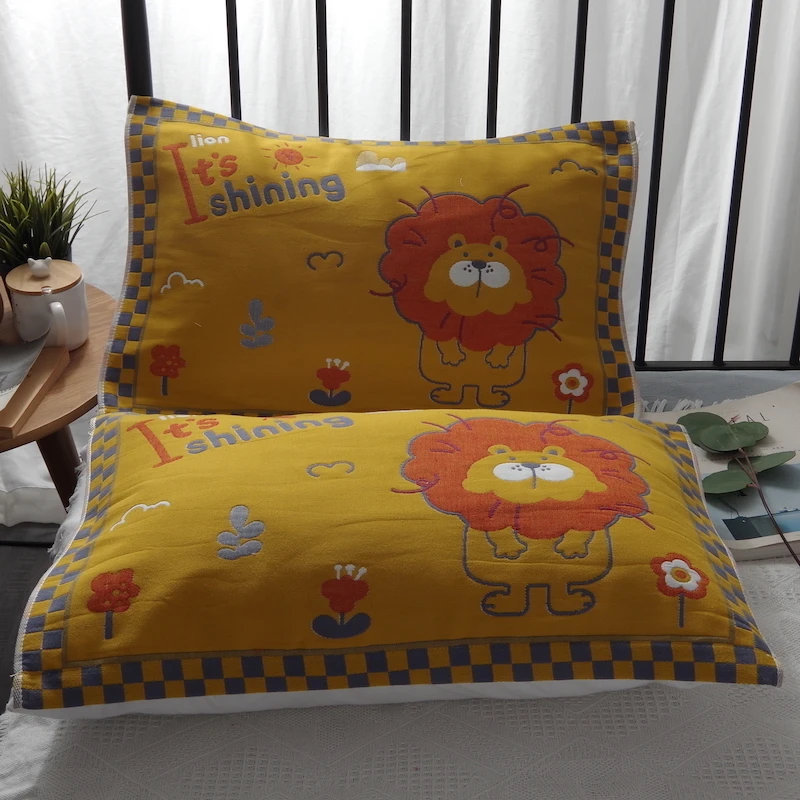 纯棉儿童枕巾单条装42*63cm全棉纱布加厚学生单人枕头巾中号盖巾