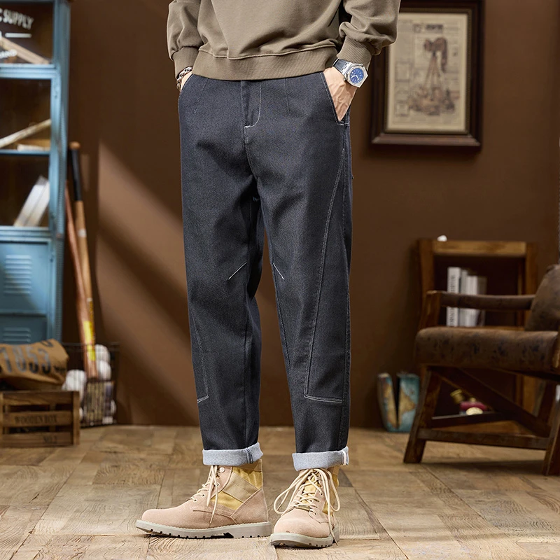 2024秋冬不褪色牛仔裤男潮牌痞帅宽松弹力百搭锥形哈伦裤休闲裤男