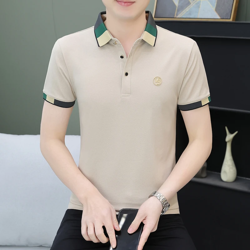 珠地棉透气网眼】高端Polo衫男士条纹夏季男装短袖t恤翻领上衣半袖