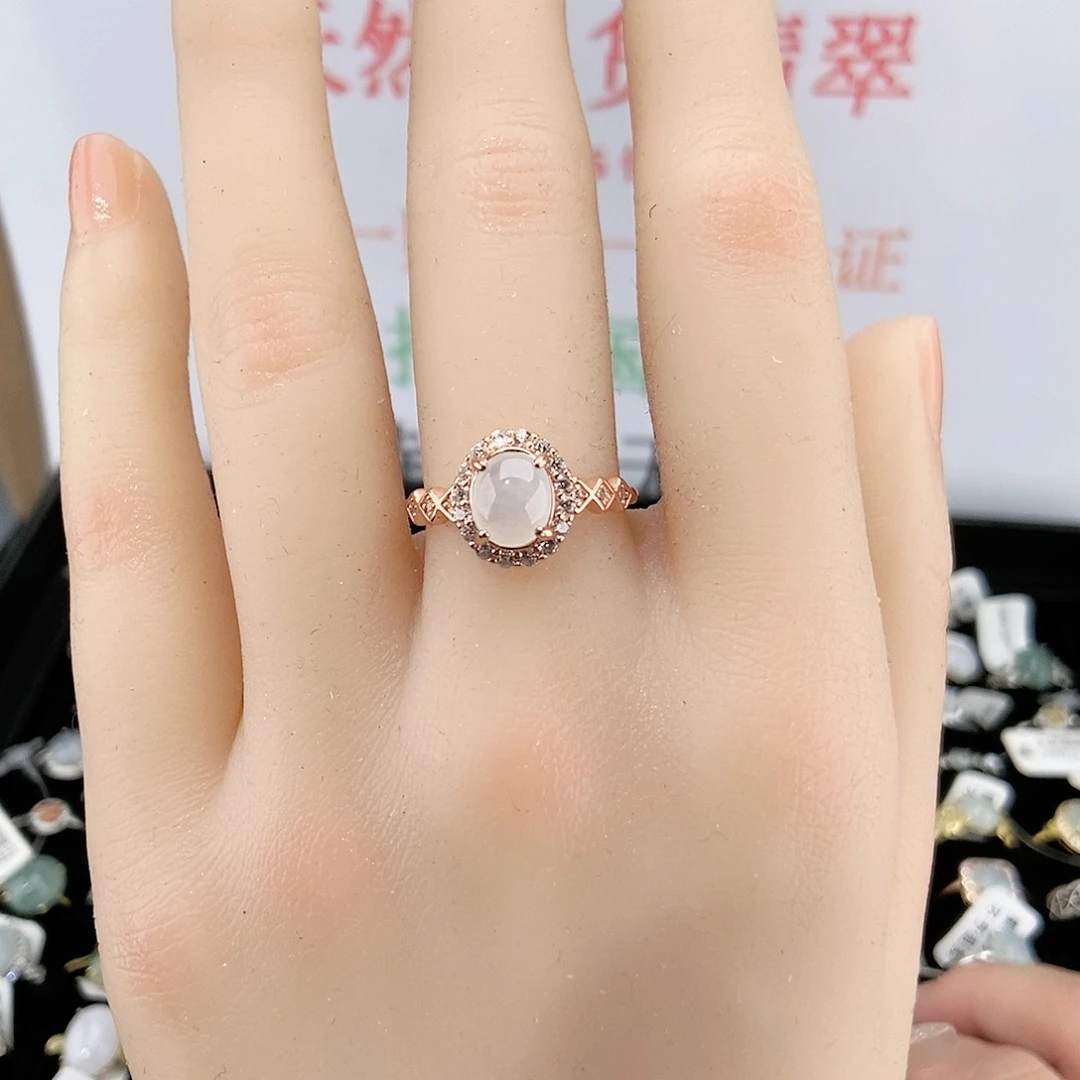 【闪购商品】翡翠戒指银S925镀金镶嵌天然翡翠