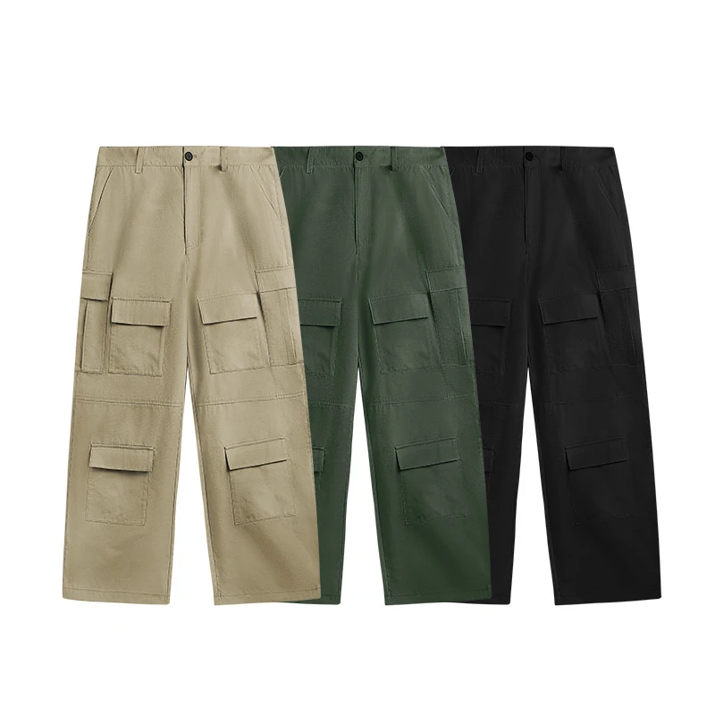 XY察外 八袋工装阔腿裤2024春夏新品潮牌宽松休闲多功能口袋长裤