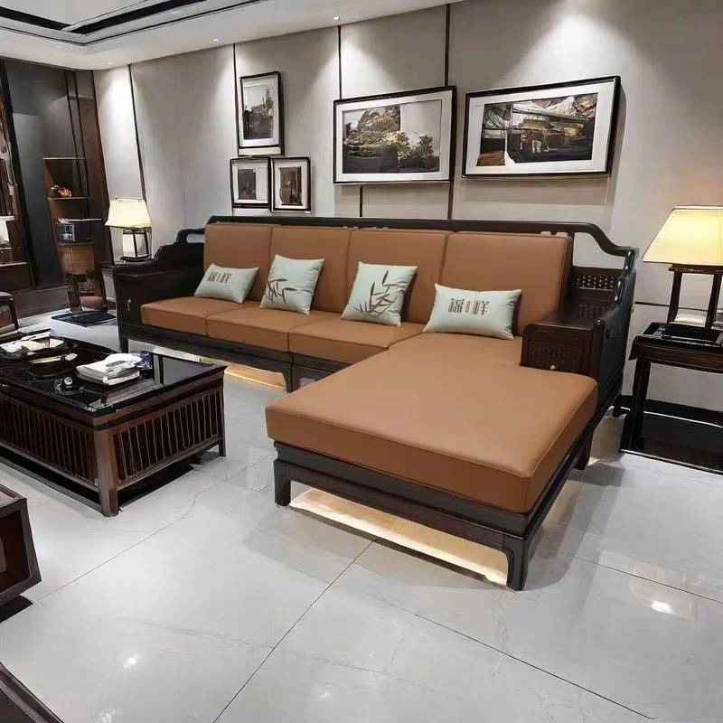 新中式全实木乌金木沙发轻奢现代简约全实木沙发