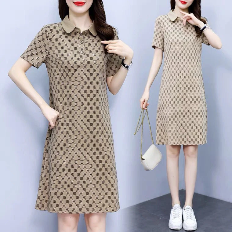 2025连衣裙显瘦POLO衫夏季新款裙子遮肚减龄休闲直筒宽松长裙