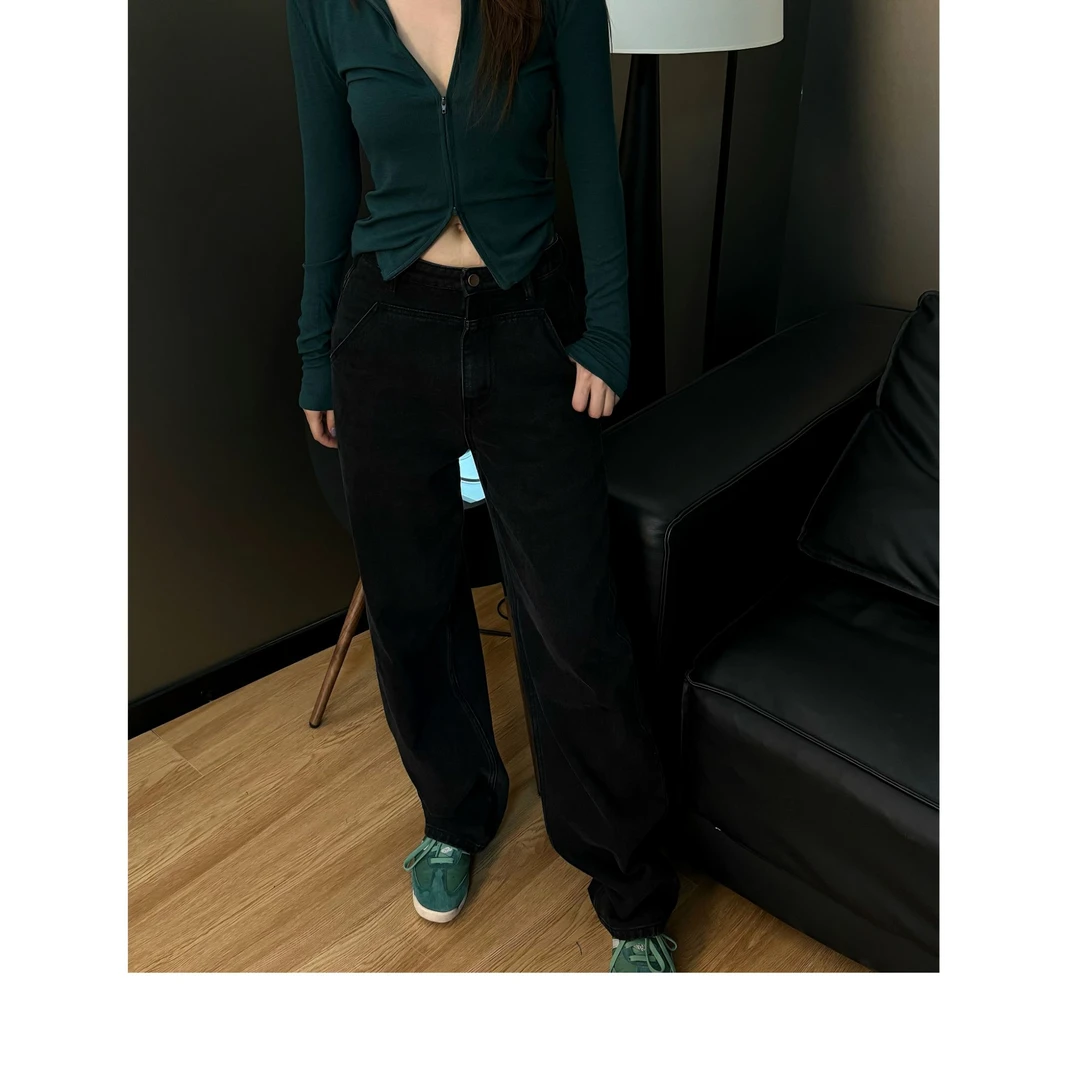 叮叮｜复古宽松百搭微锥水洗牛仔裤5009