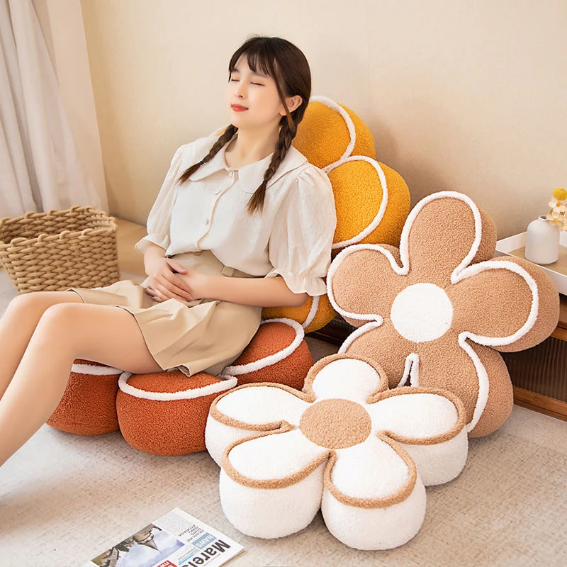 花朵坐垫少女心车载卧室靠枕两用靠背垫网红创意学生靠垫枕靠摆件