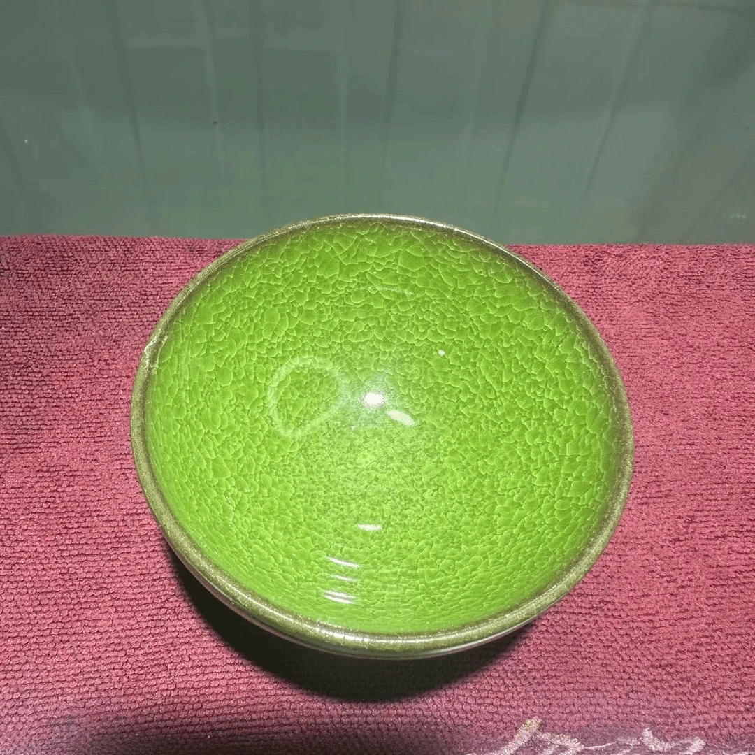 绿色冰裂茶杯陶瓷