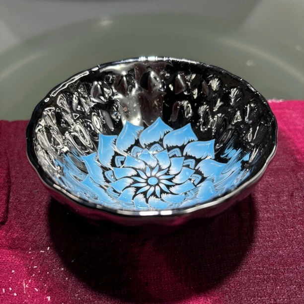 蓝莲花茶杯陶瓷精美高档