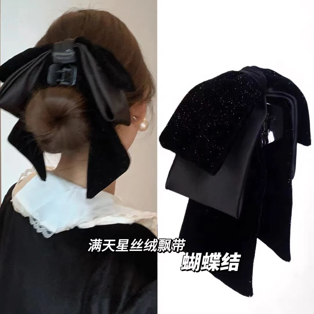 寸芽 满天星气质蝴蝶结夹高马尾抓夹