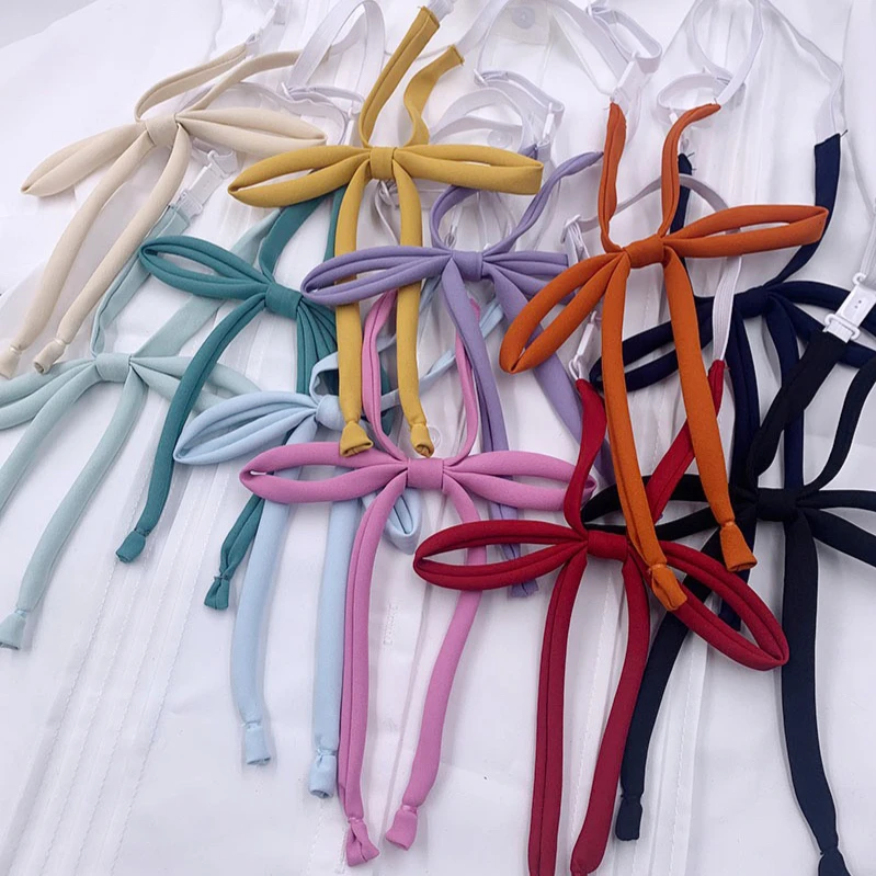 日系jk小物学院风纯色莫兰迪树莓粉免系领绳蝴蝶结百搭甜美少女