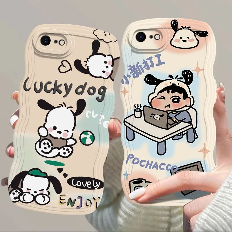 适用苹果8手机壳小新打工波浪边iPhone8Plus硅胶软壳耐脏气囊防摔