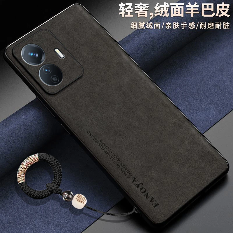 羊巴皮适用vivoy77e手机壳V2166BA中国风ins风商务保护套简约硅胶