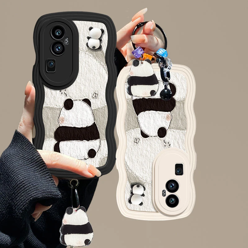 立体熊猫适用OPPOReno10Pro手机壳PHV110可爱女全包边潮牌浮雕创