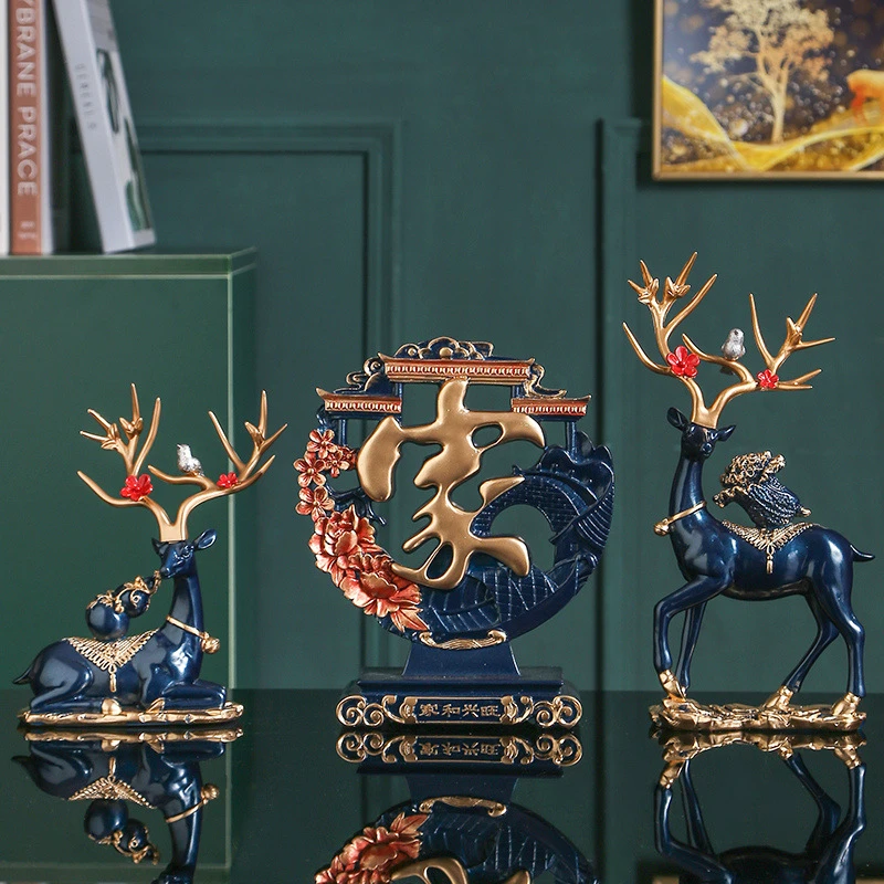 创意鹿摆件现代家居客厅玄关电视酒柜装饰品乔迁新居礼品结婚礼物
