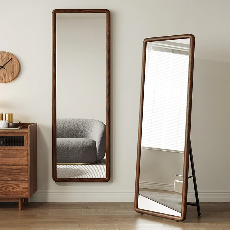 实木镜子全身镜落地镜家用女生卧室穿衣镜服装店试衣镜挂墙大镜子