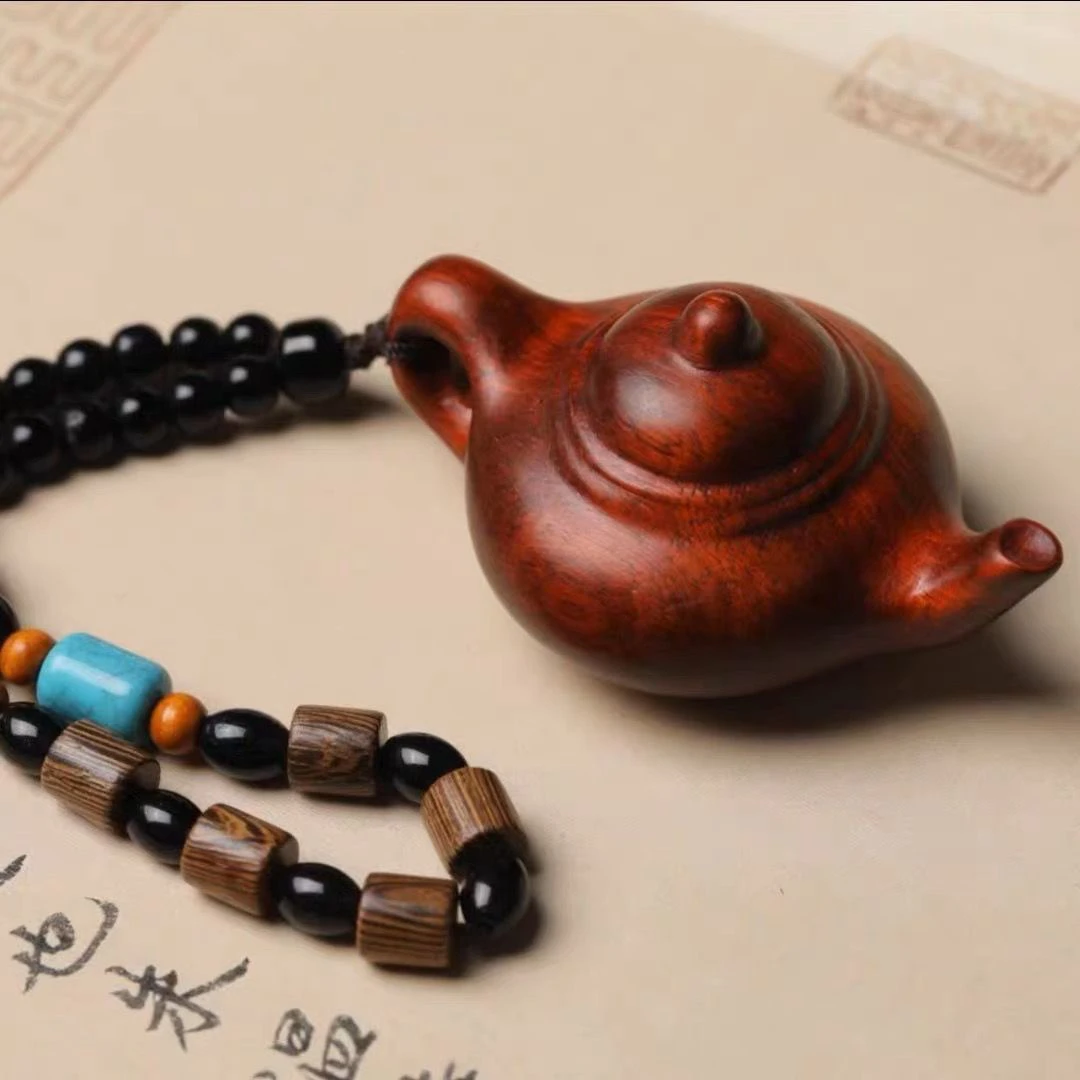 手把件木质紫檀木打磨把把壶手把件茶壶手把件汽车车后视镜挂饰