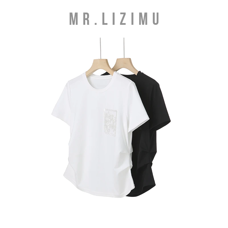李子木先生圆领贴袋短袖T恤2024新款时尚潮流百搭简约女红人上新