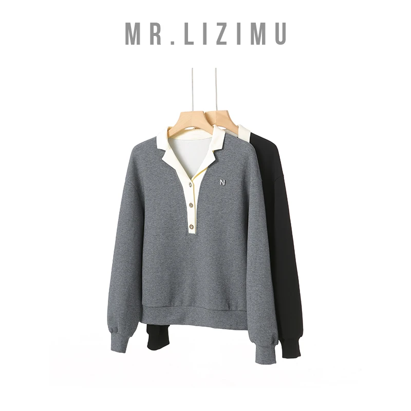 李子木先生时尚休闲假两件卫衣2024秋季新款百搭显瘦长袖C7336