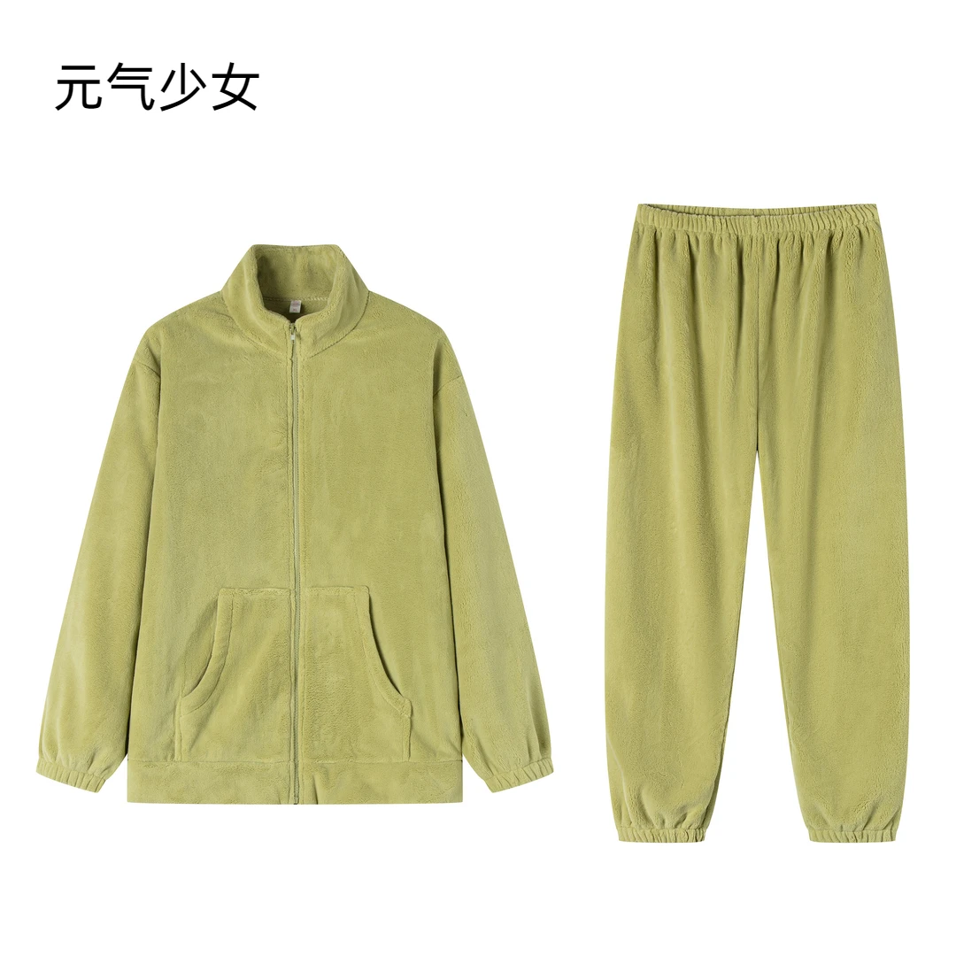 2023新款法兰绒睡衣加绒加厚保暖睡衣可外穿家居服套装元气少女