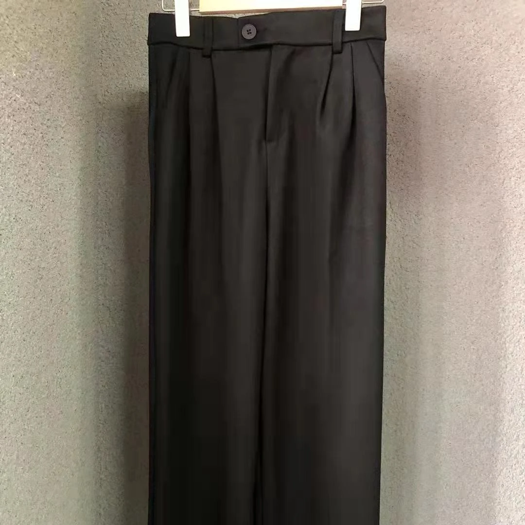 沉默 裳310四色毛呢阔腿裤