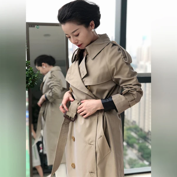 沉默 裳卡其色风衣女士长款
