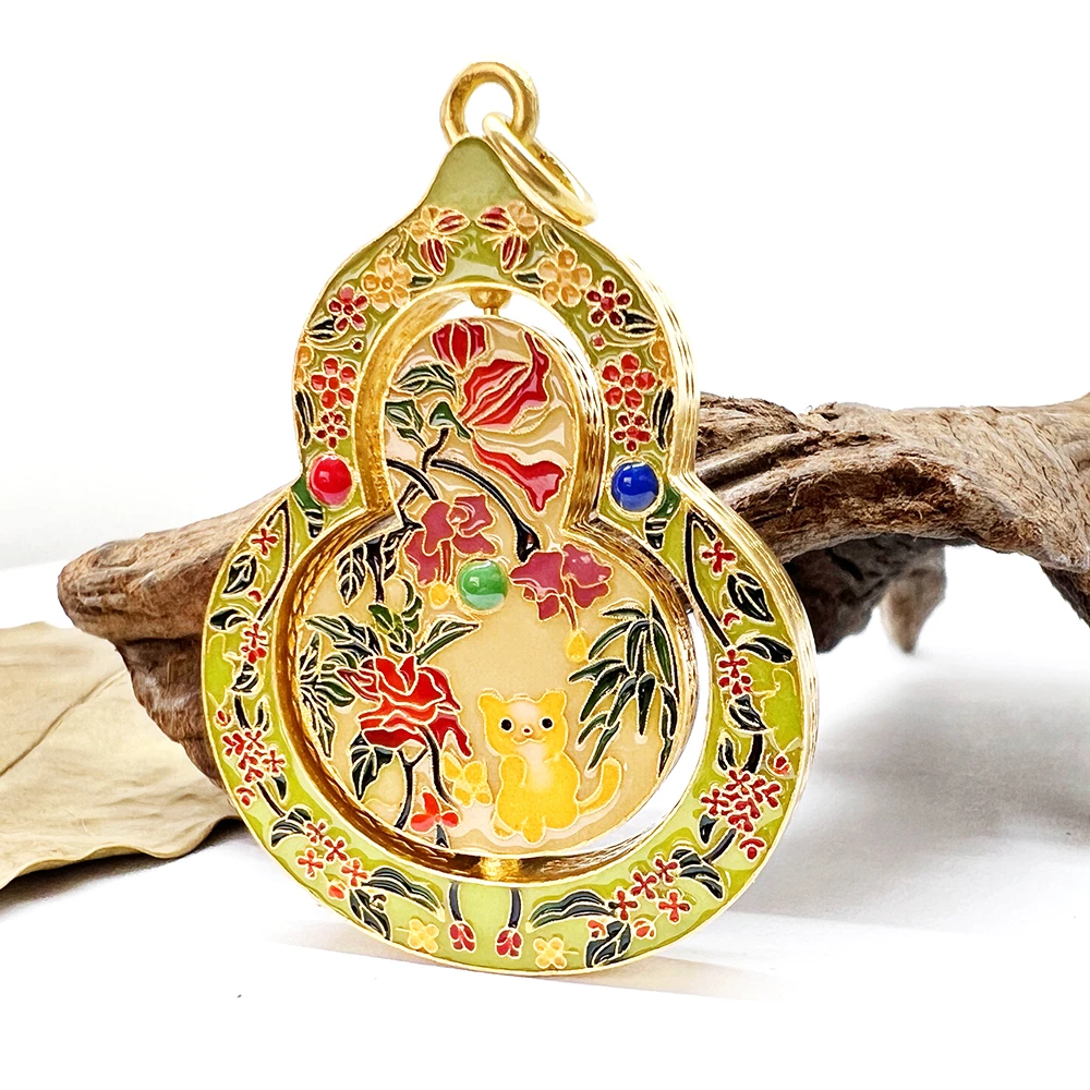 【吊坠】足金999高温烧蓝【黄金首饰】【翻转葫芦】