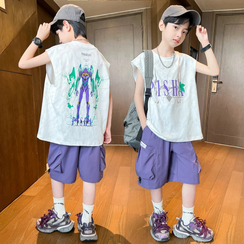 男童背心夏装套装新款儿童夏季网红无袖痞帅【QY】BF377