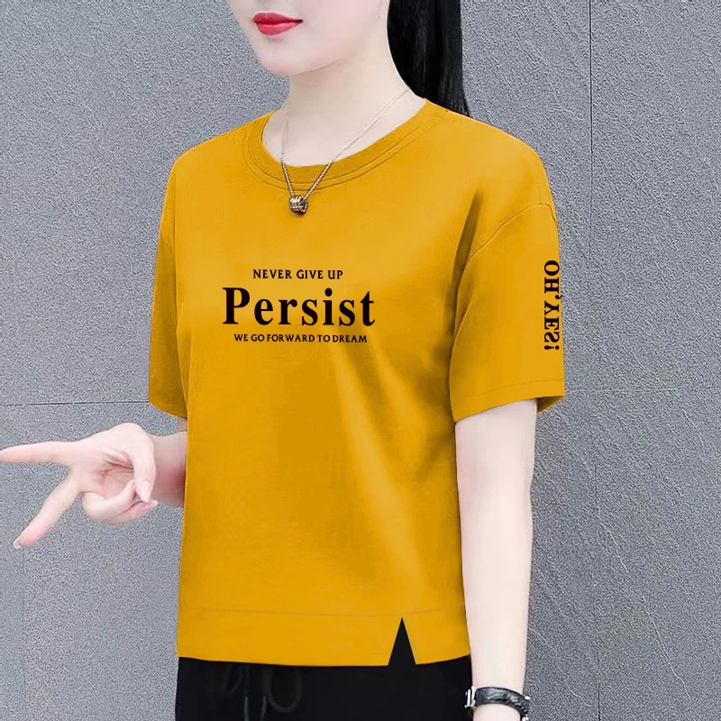 圆领纯棉短袖t恤女2024春秋季新款韩版宽松洋气女士百搭上衣潮