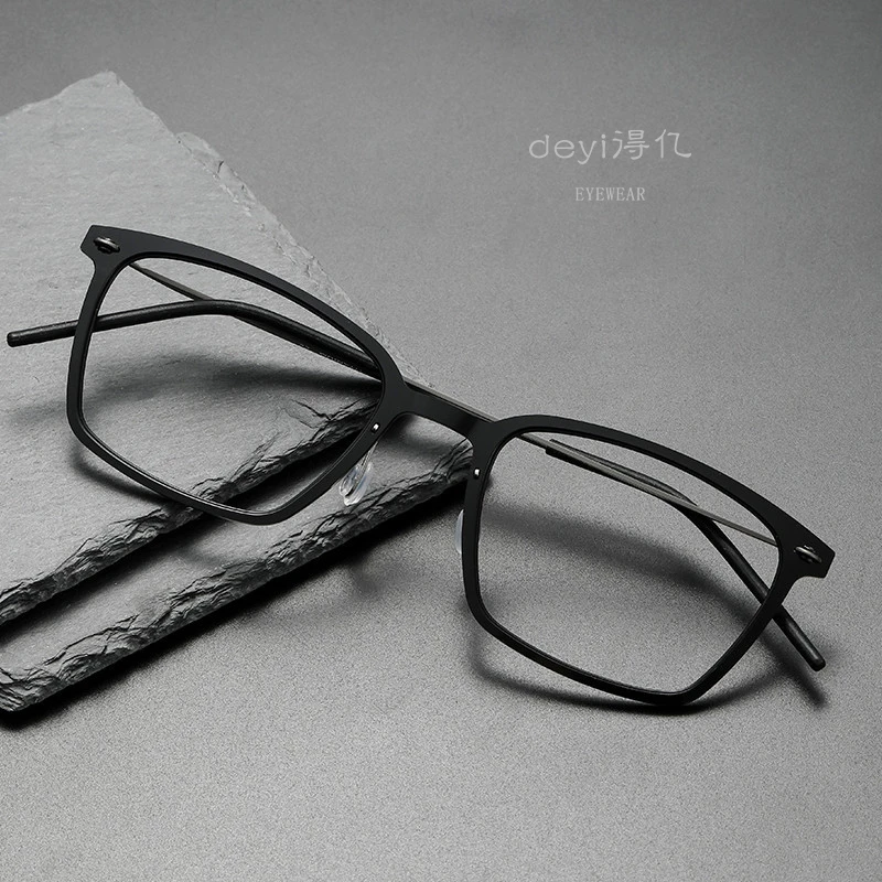 丹麦设计师同款6536无螺丝眼镜商务方框简约轻奢可配近视防蓝光镜