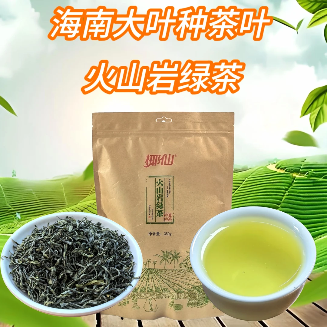 海南特产绿茶茶叶火山岩绿茶一级大叶种炒青精制茶嫩芽叶250g散茶