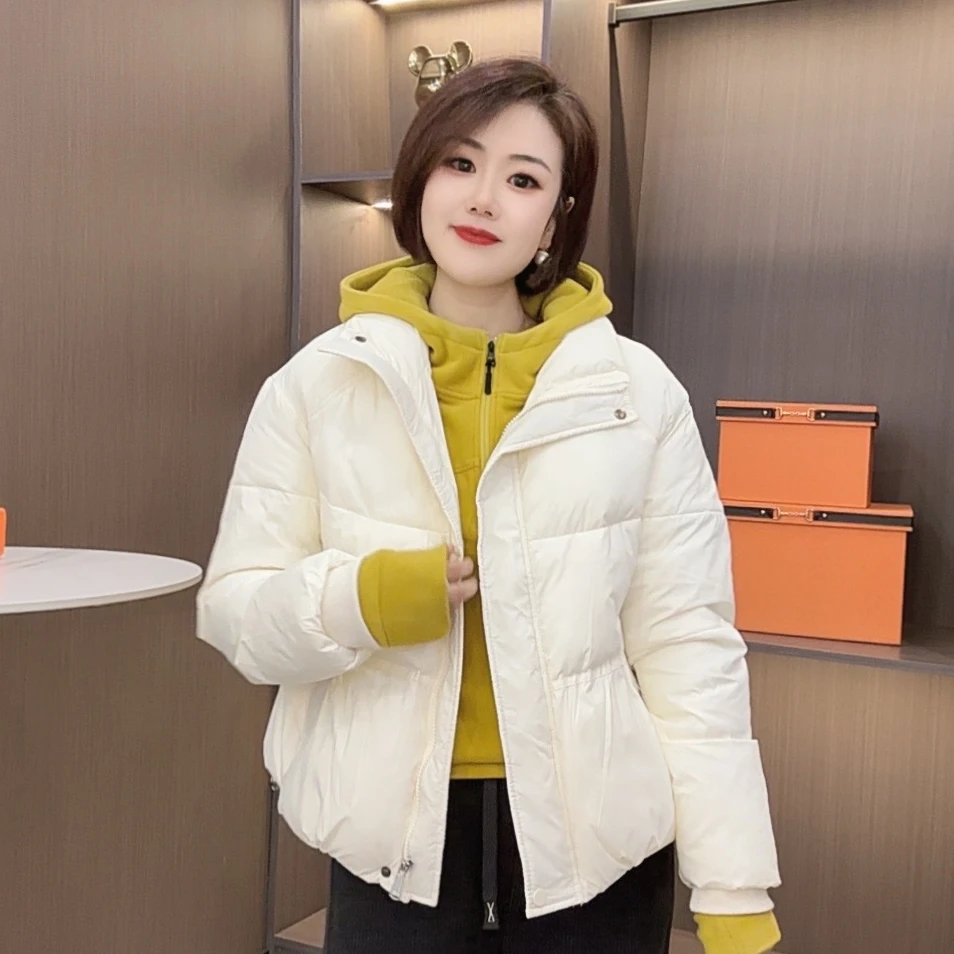 愔衣韵&冬款拉链纽扣立领蓬松感面包服短款外套棉服