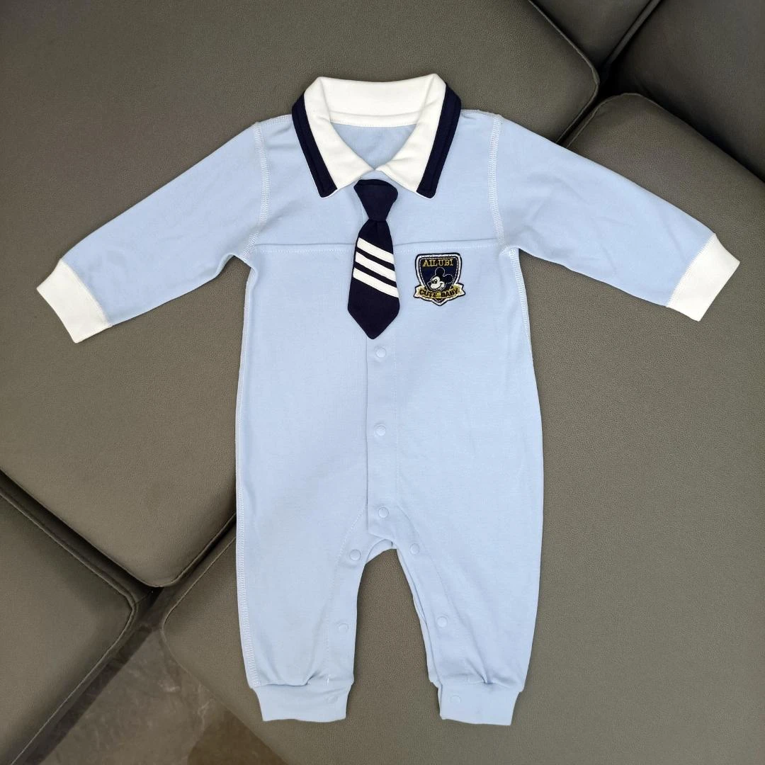 四季款纯棉婴儿连体衣打底外出居家宝宝长袖爬服