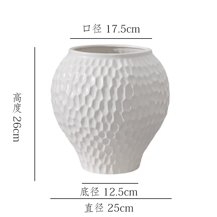 【雕刻花盆】哑光白极简陶瓷花盆无孔现代家居电视柜玄关民宿装饰