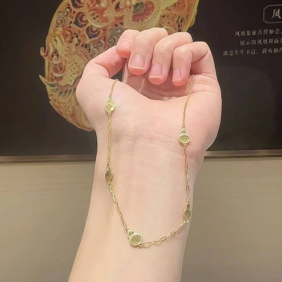 足金999新款葫芦套链5G黄金项链时尚送礼纯黄金套链TL30775