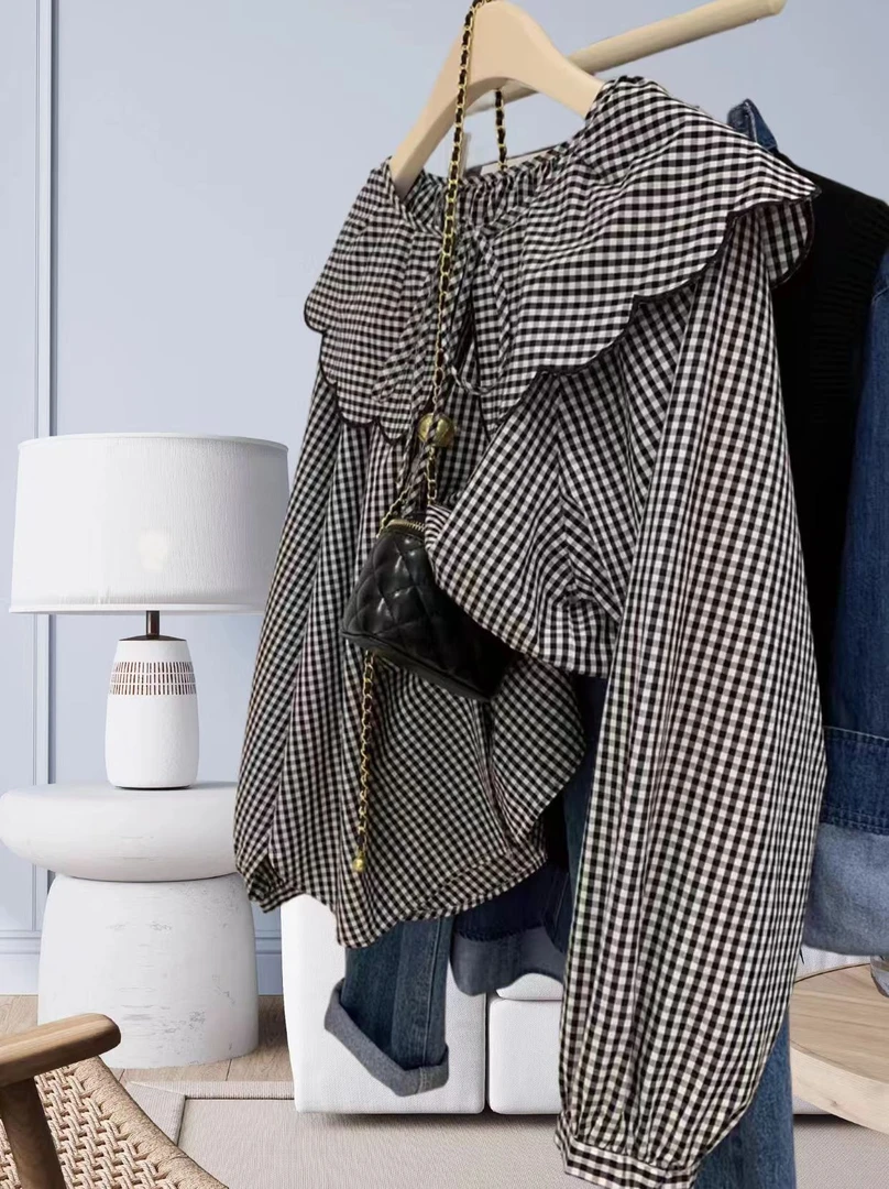 独特漂亮的洋气娃娃领衬衣女款时尚2024新款正品休闲韩系衬衫上衣