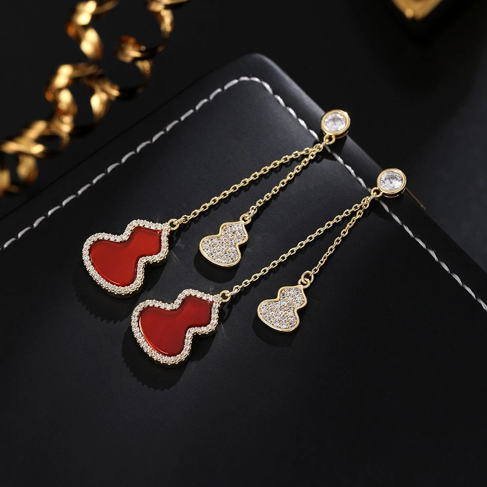 铜合金合成锆石耳饰 《货号6366》葫芦耳坠