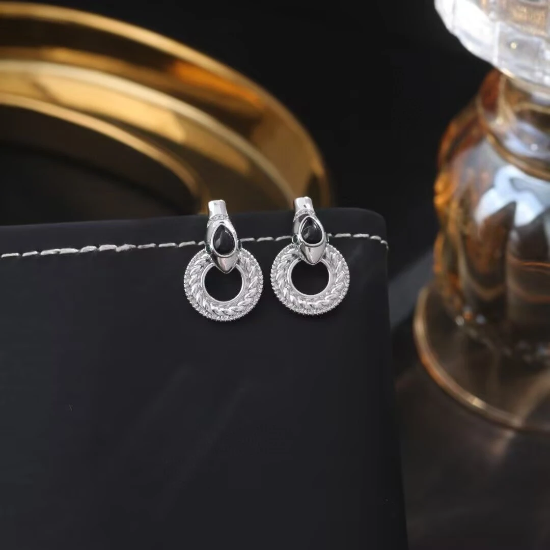 铜合金耳饰 《货号8348》  蛇形麻花圆圈耳钉