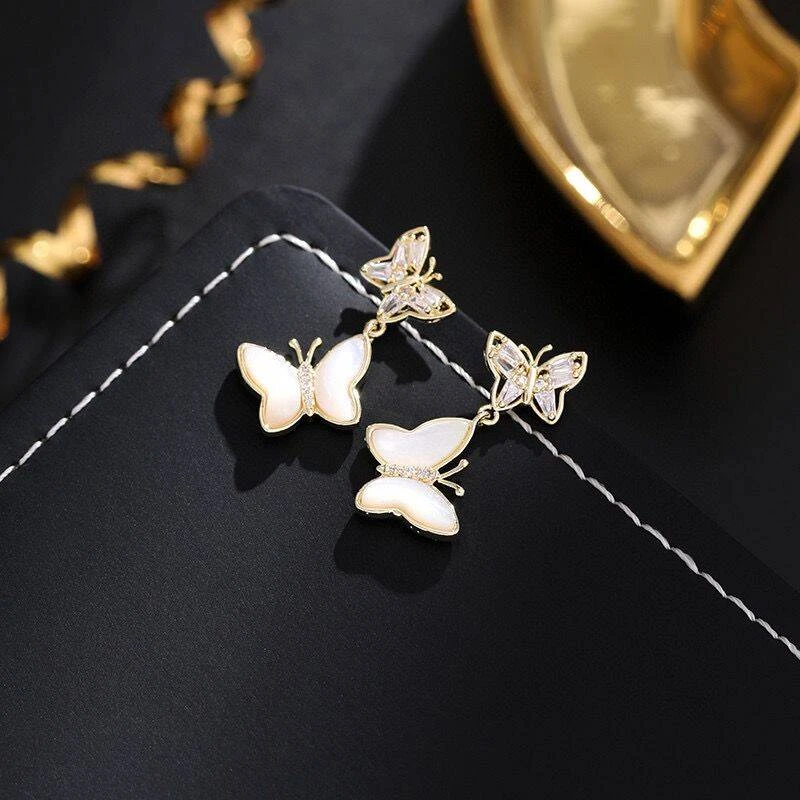 铜合金耳饰 《货号6985》气质灵动蝴蝶吊坠