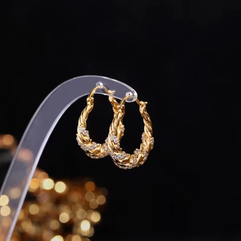 铜合金耳饰 《货号1707》麻花耳圈