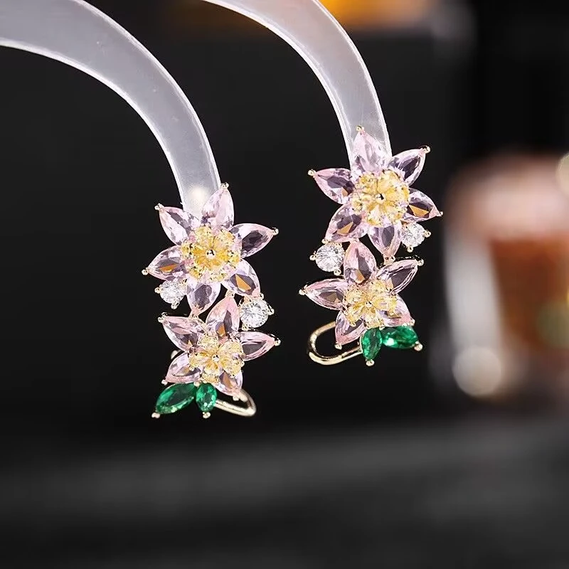 铜合金耳饰 《货号1545》超仙花花耳夹