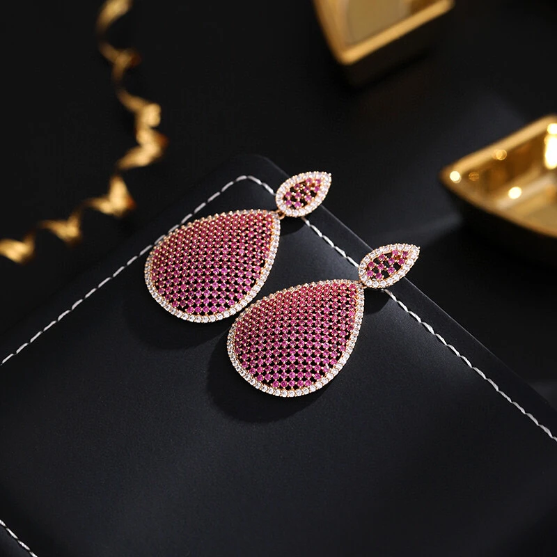 铜合金耳饰 《货号7047》欧美重工时尚大气水滴型耳饰