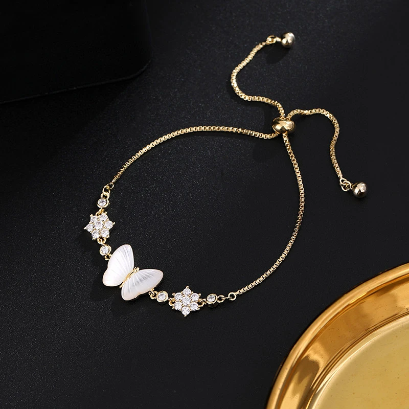 铜合金手链 《货号6826》蝴蝶抽拉手链