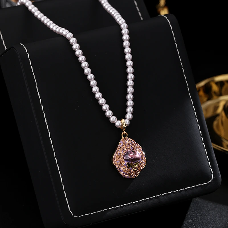 铜合金项链 《货号7621》轻奢时尚优雅郁金香吊坠项链（链长 40+5cm）