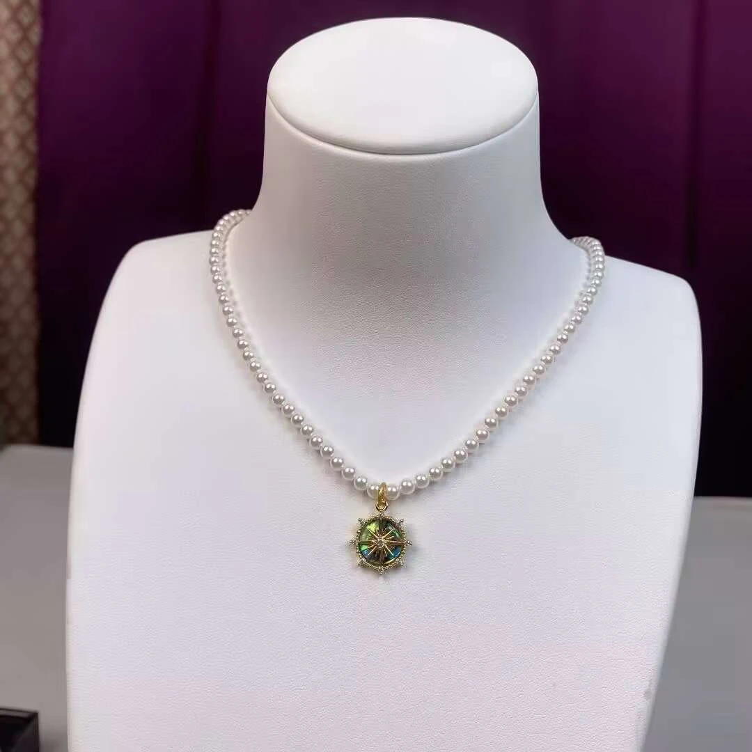 铜合金项链 《货号7821》6181八芒星罗盘珠珠项链