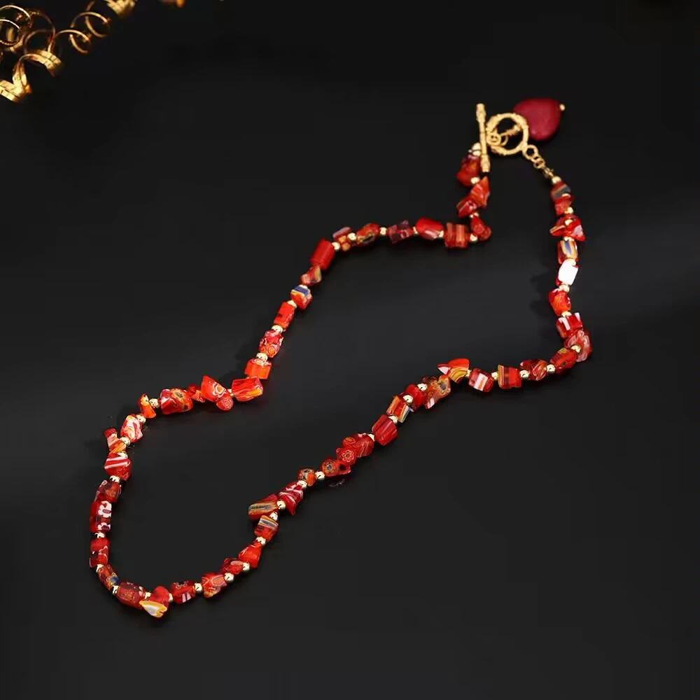 铜合金项链 《货号1958》 红石头桃心项链