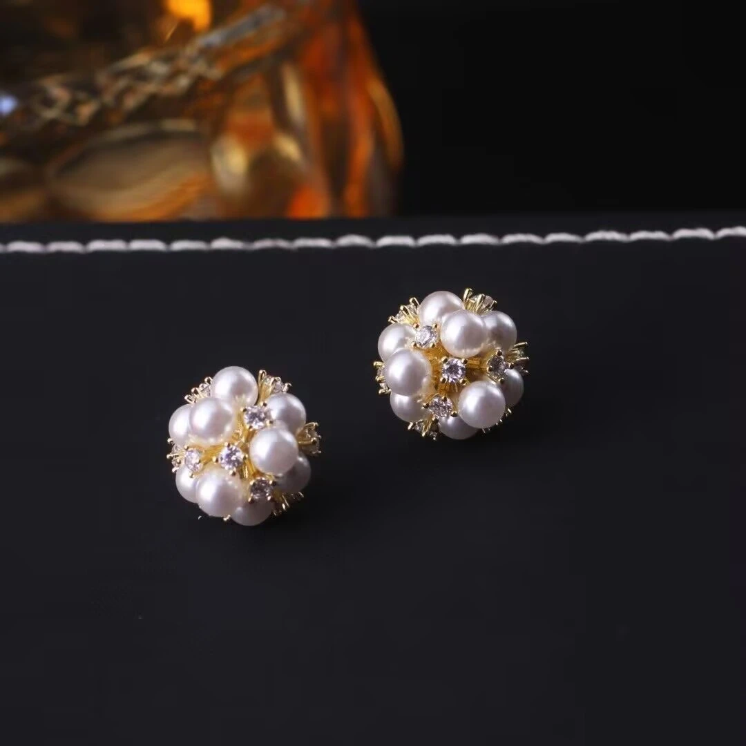 铜合金耳饰 《货号8154》 小米珠珠雪花耳钉