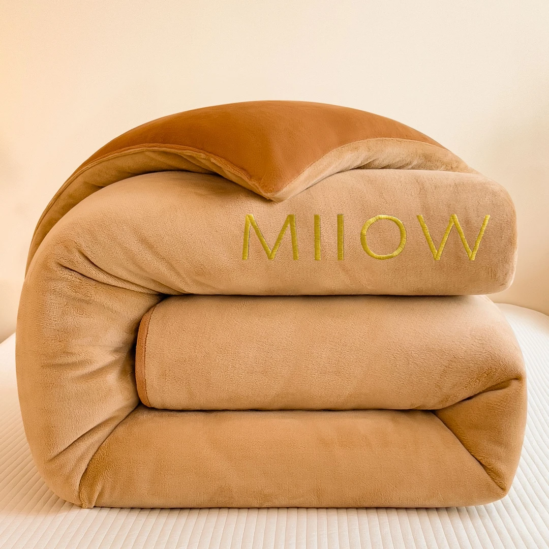 加厚牛奶绒秋冬被单双人刺绣保暖被褥学生宿舍被芯被子家用春秋被