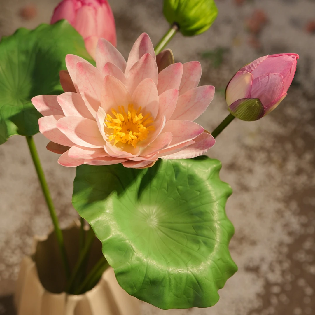 荷花 仿真荷叶花苞 半开荷花 3D打印工艺 仿真花 客厅花